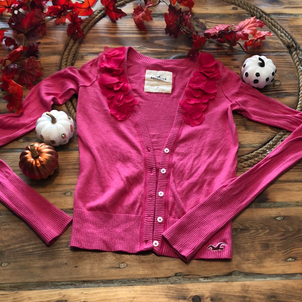 Hollister hot pink cardigan sweater
